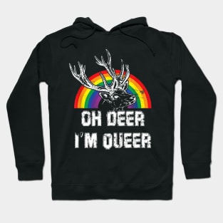 Funny Gay Pride Oh Deer I'm Queer LGBT Rainbow Hoodie